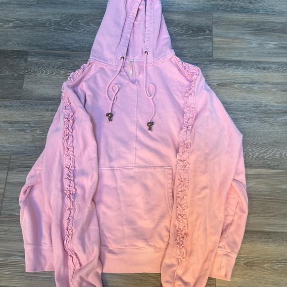 Free People XOXO Hoodie Sweatshirt Top in Pink - Picture 3 of 5